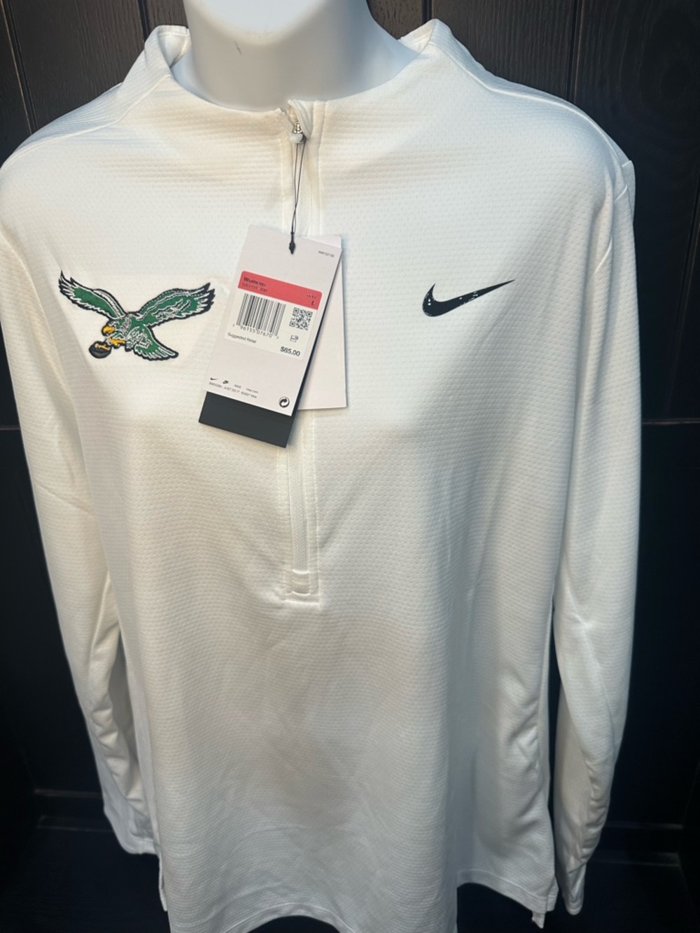 Nike woman’s  White Philadelphia Eagles Quarter-Zip Pullover